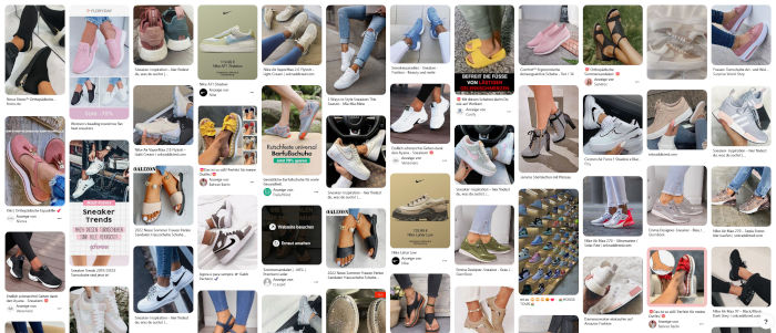 Pinterest erfolgreich nutzen, Beispiel Schuhe Frauen